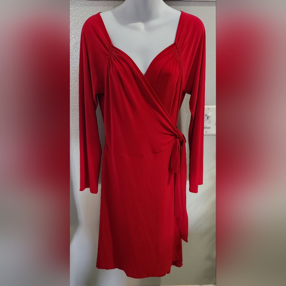Norma Kamali Vibrant Red Long Sleeve Dress